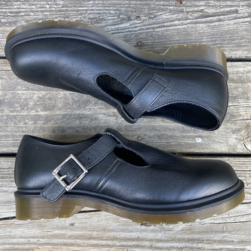 New! Dr. Martens POLLEY PW Black Leather T-Strap Mary Jane Shoe Women's Size 9 - Picture 6 of 14